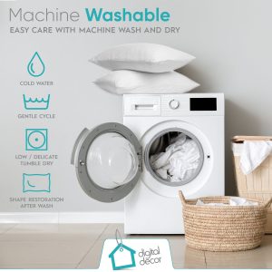 Digital Décor Cluster Fiber Pillow White Down Alternative Pillows Hypoallergenic Polyester Filled Soft Fluffy for Comfort Bed Support Standard Size – Set of 2